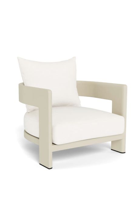 Grand fauteuil "Aruba" tissu blanc en aluminium couleur ivoire