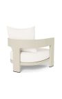 Large armchair "Aruba" white fabric and aluminum ivory color