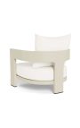 Large armchair "Aruba" white fabric and aluminum ivory color