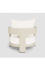 Large armchair "Aruba" white fabric and aluminum ivory color