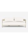 Sofa 3 seater "Aruba" white fabric and ivory aluminium color