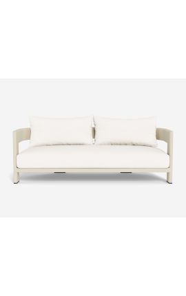 Divvietīga sofa "Arūba" balta auduma un alu krāsa