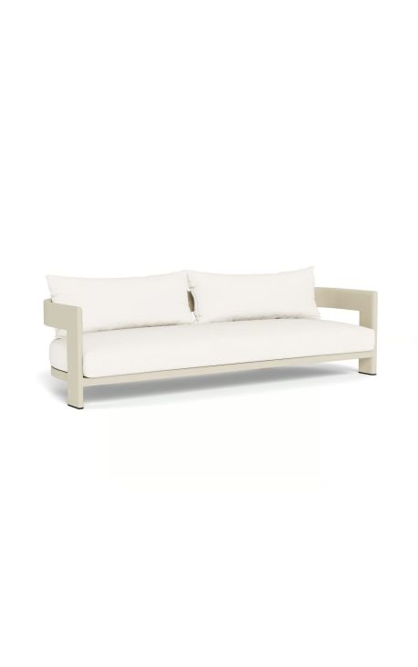 Sofa 3 Sitzbank "Aruba" weißer stoff und elfenbein aluminium farbe