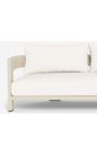 Sofa 3 seater "Aruba" white fabric and ivory aluminium color