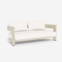 Sofa 2 Sitzbank "Aruba" weißer stoff und elfenbein aluminium farbe