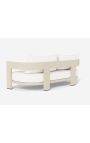 Sofa 3 seater "Aruba" white fabric and ivory aluminium color