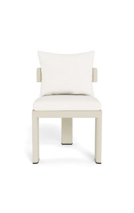 Chaise de repas &quot;Aruba&quot; tissu blanc et aluminium ivoire