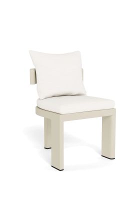 Chaise de repas "Aruba" tissu blanc et aluminium ivoire