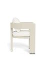 Dining armchair "Aruba" white fabric and ivory aluminum