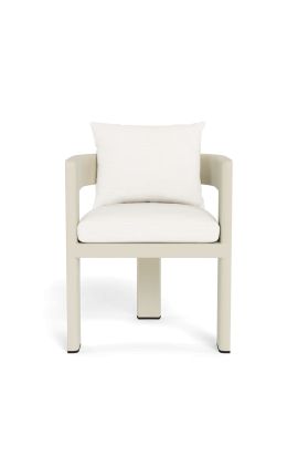 Fauteuil de repas &quot;Aruba&quot; tissu blanc et aluminium ivoire