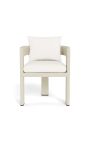 Dining armchair "Aruba" white fabric and ivory aluminum