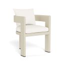 Dining armchair "Aruba" white fabric and ivory aluminum