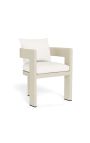 Dining armchair "Aruba" white fabric and ivory aluminum