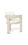 Dining armchair "Aruba" white fabric and ivory aluminum