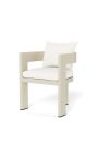 Dining armchair "Aruba" white fabric and ivory aluminum