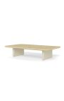 Table basse "Aruba" en aluminium ivoire avec plateau en travertin beige