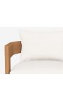 Large swivel armchair "Aruba" solid teak and white fabric