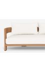 Sofa 2 Seater "Aruba" teca sólida y tela blanca