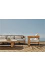 Sofa 2 seater "Aruba" solid teak and white fabric