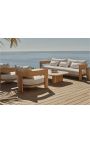 Sofa 2 seater "Aruba" solid teak and white fabric