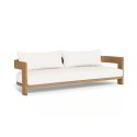 Sofa 3-osobowa "Aruba" masywny teak i biała tkanina