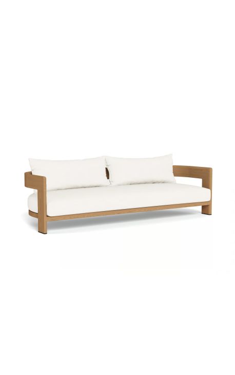 Sofa 3 seater "Aruba" solid teak and white fabric