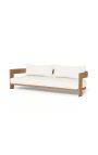 Sofa 3 seater "Aruba" solid teak and white fabric