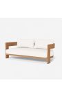 Sofa dwuosobowa "Aruba" masywny teak i biała tkanina