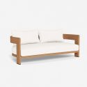 Sofa 2 Seater "Aruba" teca sólida y tela blanca