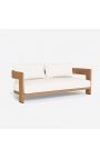 Sofa dwuosobowa "Aruba" masywny teak i biała tkanina