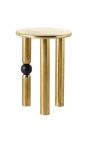 Side table "Black ball" of gold aluminium