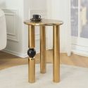 Side table "Black ball" of gold aluminium