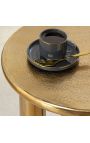 Side table "Black ball" of gold aluminium