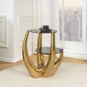 Side table "Hand" of gold aluminium and smoked glass tops