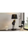 Black and gold horse table lamp with black marble base