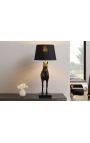 Black and gold horse table lamp with black marble base