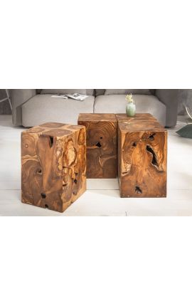 Table d&#039;appoint en bois de Teck massif - 30 cm