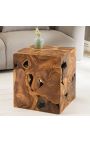 Solid Teck Wood side table - 40 cm