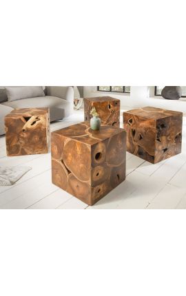 Solid Teck Wood side table - 40 cm