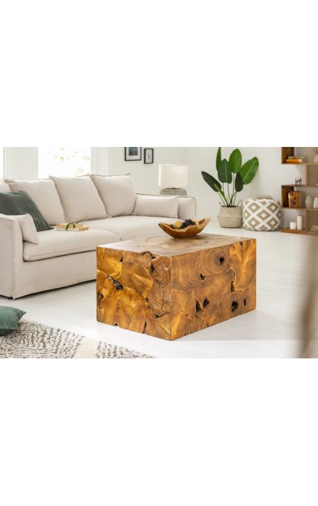 Solid Teck wooden coffee table - 90 cm