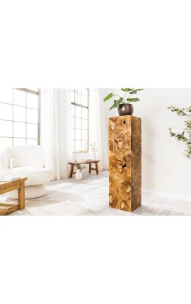 Mesa lateral / columna en sólido Teck wood - 110 cm altura