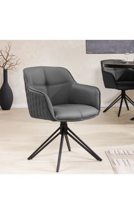 Set of 2 dining chairs "Euphoric" design in grey leather