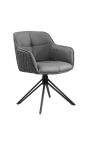 Set of 2 dining chairs "Euphoric" design in grey leather