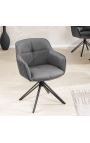 Set of 2 dining chairs "Euphoric" design in grey leather