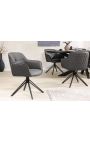 Set of 2 dining chairs "Euphoric" design in grey leather