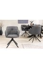 Set of 2 dining chairs "Euphoric" design in grey leather