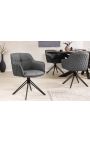 Set of 2 dining chairs "Euphoric" design in grey leather