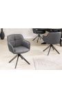 Set of 2 dining chairs "Euphoric" design in grey leather