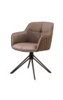 Set of 2 dining chairs "Euphoric" design in brown leather