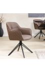 Set of 2 dining chairs "Euphoric" design in brown leather